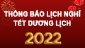 Lịch nghỉ Tết Dương Lịch 2022