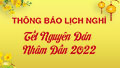 Lịch nghỉ Tết Nguyên đán Nhâm Dần 2022