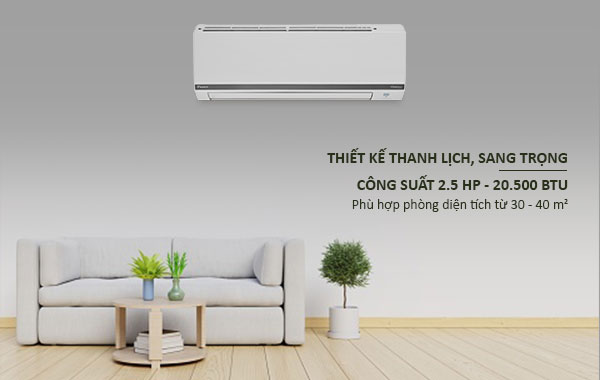 Máy lạnh Daikin Inverter 2.5 HP FTKB60WAVMV - Thiết kế sang trọng, công suất 20.500 BTU