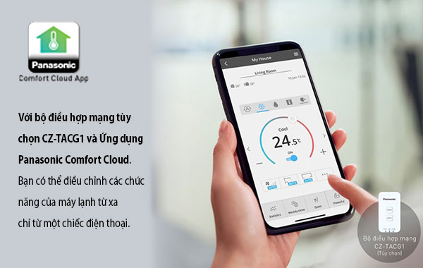 Máy lạnh Panasonic Inverter 1.5 HP CU/CS-U12XKH-8 - Điều khiển máy lạnh từ xa bằng điện thoại