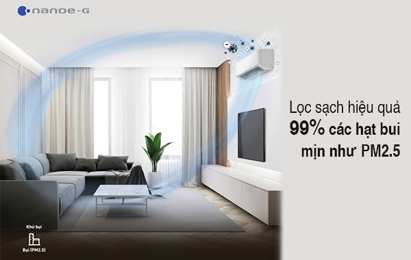Máy lạnh Panasonic Inverter 1.5 HP CU/CS-U12XKH-8 - Lọc sạch đến 99% các hạt bụi mịn PM2.5 nhờ công nghệ nanoe-G