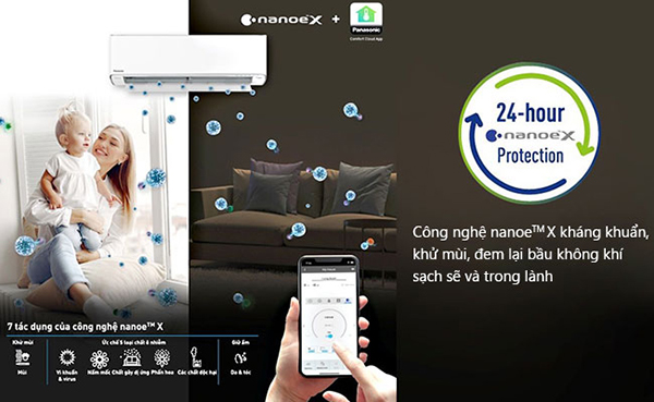 Máy lạnh Panasonic Inverter 1.5 HP CU/CS-XU12XKH-8 - Công nghệ nanoe-X ức chế hiệu quả các chất ô nhiễm