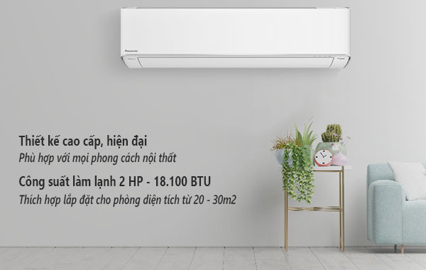 Máy lạnh Panasonic Inverter 2 HP CU/CS-XU18XKH-8 - kiểu dáng cao cấp và hiện đại, công suất làm lạnh 2 HP