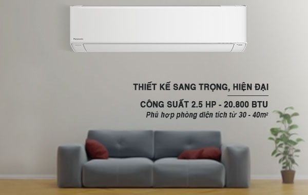 Máy lạnh Panasonic Inverter 2.5 HP CU/CS-U24XKH-8 - Thiết kế tối giản, sang trọng và hiện đại, công suất làm lạnh 2.5 HP